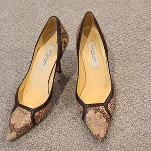 Brown and beige high heels